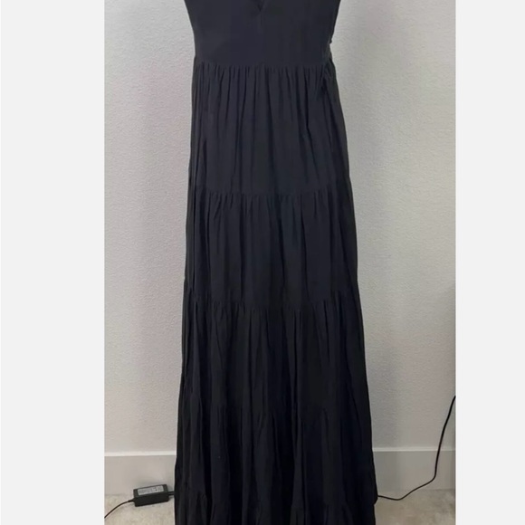 Anthropologie Samant Chauhan Jacaranda Dress 4P Black Embroidered Maxi - Picture 6 of 8